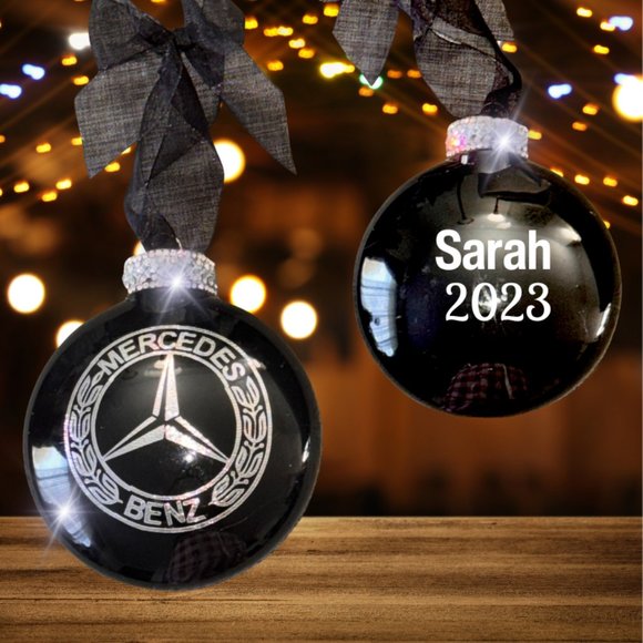 Christmas Ornament, Black/Silver Mercedes Gift, Handmade Gift, Holiday Gift - Picture 5 of 16